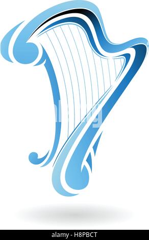 Vector Illustration of a Harp Icon isolated on a white background Stock Vector