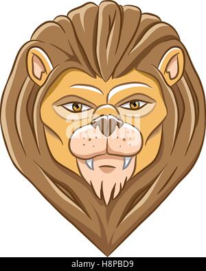 Vector Illustration of a Cartoon Lion Head isolated on a white background Stock Vector