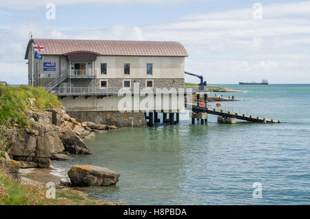 RNLI Lifeboat Station, Moelfre, Isle of Anglesey, Wales, UK Stock Photo