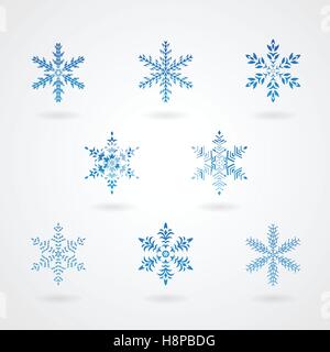 Vector Illustration of Snowflakes Crystals Icons Stock Vector