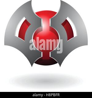 Vector Illustration of a Futuristic Shaped Abstract Sphere and Blade Icon isolated on a white background Stock Vector