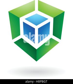 Vector Illustration of a Cube Shaped Abstract Icon isolated on a white background Stock Vector