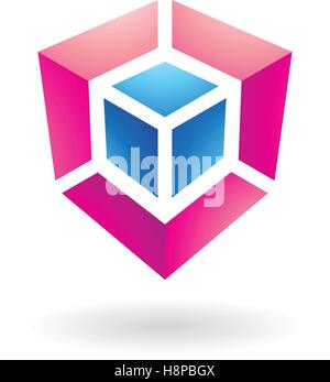 Vector Illustration of a Cube Shaped Abstract Icon isolated on a white background Stock Vector