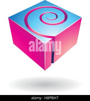 Vector Illustration of a Cubical Spiral Shape Abstract Icon isolated on a white background Stock Vector