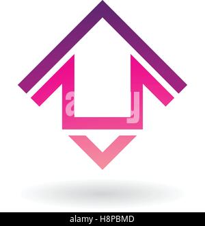 Vector Illustration of Abstract Square Shaped House Icon isolated on a white background Stock Vector