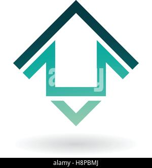 Vector Illustration of Abstract Square Shaped House Icon isolated on a white background Stock Vector
