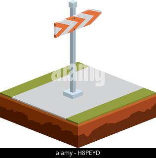Road sign icon. Isometric 3d structure and perspective theme. Isolated design. Vector illustration Stock Vector
