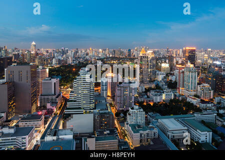 Bangkok night view with skyscraper in business district in Bangkok Thailand. Stock Photo