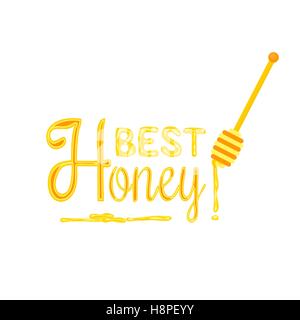 Honey dripping from honey dipper Stock Vector