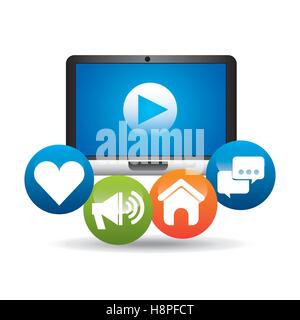 computer video play network media icons vector illustration eps 10 Stock Vector