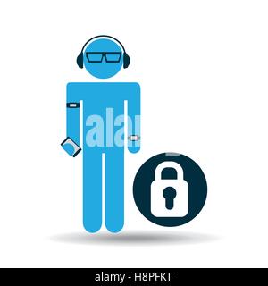 man wearable tech padlock vector illustration eps 10 Stock Vector