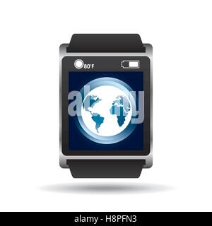 smart watch blue screen global icon media vector illustration eps 10 Stock Vector