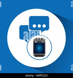 smart watch blue screen bubble speech icon media vector illustration eps 10 Stock Vector