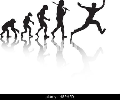 The evolution, silhouette people. Darwin s theory. Vector illustration Stock Vector