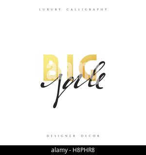 Big sale Calligraphic handmade lettering the color gold luxury. Advertising Poster design. Sale Discount banners, labels, prints Stock Vector