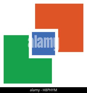 Generic symbol with overlapping squares. Conceptual icon for unity, connection, geometry or structural concepts. Stock Vector