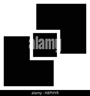 Generic symbol with overlapping squares. Conceptual icon for unity, connection, geometry or structural concepts. Stock Vector