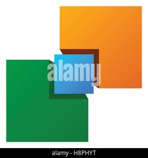 Generic symbol with overlapping squares. Conceptual icon for unity, connection, geometry or structural concepts. Stock Vector