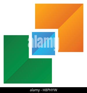 Generic symbol with overlapping squares. Conceptual icon for unity, connection, geometry or structural concepts. Stock Vector