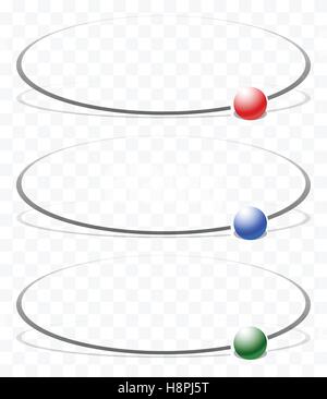 Element with orbiting, circling sphere. 3 colors included. (with transparency) Stock Vector