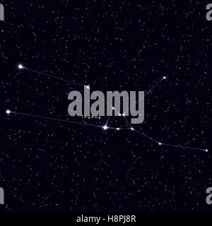 Sky Map with the name of the stars and constellations. Astronomical symbol constellation Taurus Stock Vector