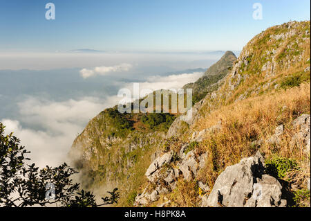 Beautiful fog and cloud on Doi Luang Chiang Dao wildlife sanctuary high limestone mountains, 2195 meters above sea level.Chiang Stock Photo