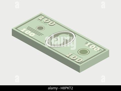 Stack of United States US one hundred dollars Stock Vector