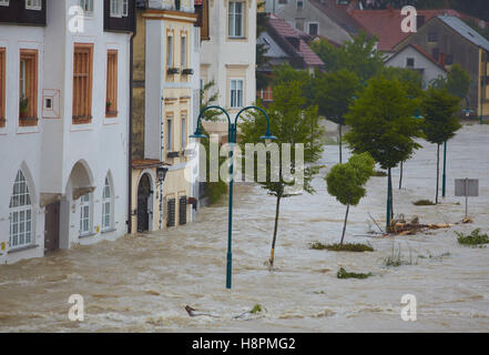 Enns floodwater in Steyr, Upper Austria, Austria, Europe Stock Photo