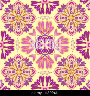 Seamless patchwork pattern from Moroccan, Portuguese  tiles, Azulejo, ornaments. For wallpaper, pattern fills, surface textures Stock Vector