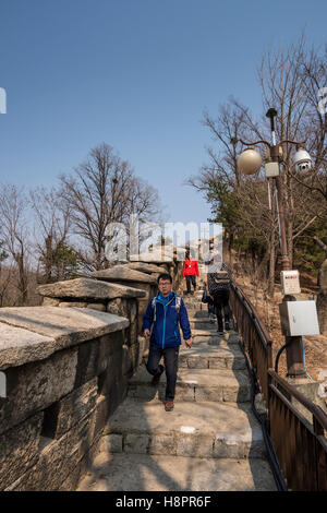 Seoul City Wall (Hanyangdoseong - ancient defensive fortress) mountain trail, Korea Stock Photo