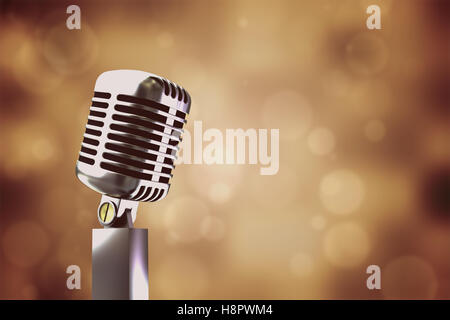 Composite image of retro chrome microphone Stock Photo