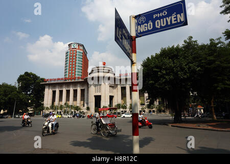 View from Le Thach street of the State Bank of Vietnam in Hanoi. Stock Photo