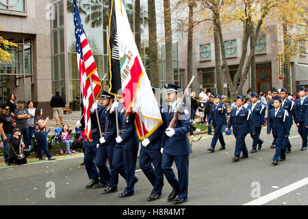 Sacramento Veteran's Day Parade, ROTC Color Guard Stock Photo