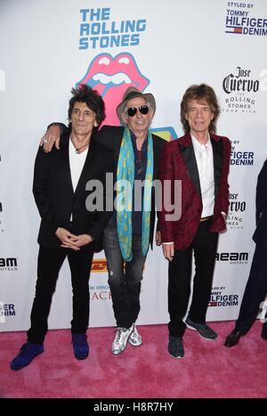 New York, USA. 15th Nov, 2016. Ronnie Wood, Keith Richards, Mick Jagger at arrivals for Exhibitionism - The Rolling Stones Opening Night, Industria, West Village, New York, NY November 15, 2016. Credit:  Derek Storm/Everett Collection/Alamy Live News Stock Photo