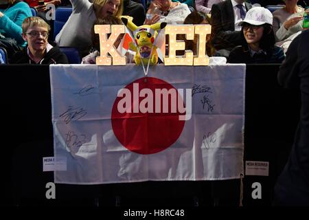 London, UK. 16th November, 2016. Barclays ATP World Tour Finals 02 Arena London UK Andy Murray GBR v Kei Nishikori JPN  Photo: Leo Mason Split Second Credit:  Leo Mason/Alamy Live News Stock Photo