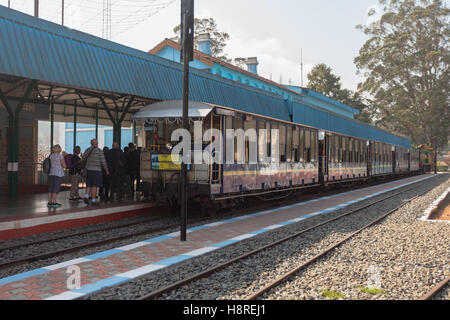 Nilgiri Mountain Railway, or the 'Toy Train'  is a railway in Ooty, Tamil Nadu, India, built by the British in 1908 Stock Photo