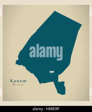Modern Map - Kanem TD Stock Vector
