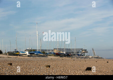 Typical sailing club. This one is on Hayling Island in Hampshire on the South Coast of England. Stock Photo