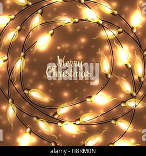 Colorful Glowing Christmas Lights.Vector elements can be used as backdrop for new Year decoration. Holiday Illustration, luminou Stock Vector