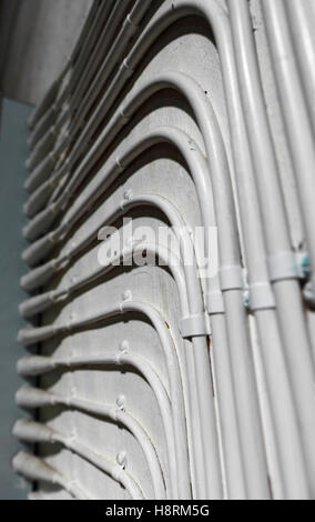 Set of electrical cables seen in a church. Stock Photo