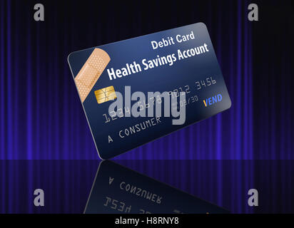 This is a safe to publish generic version of a Health Savings Account Debit Card. This is a photo illustration Stock Photo