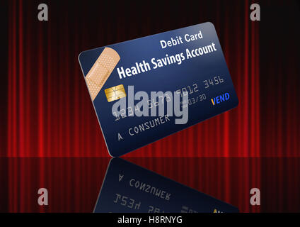 This is a safe to publish generic version of a Health Savings Account Debit Card. This is a photo illustration c Stock Photo