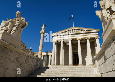 The Academy of Athens on Panepistimiou street in Athens, Greece Stock Photo