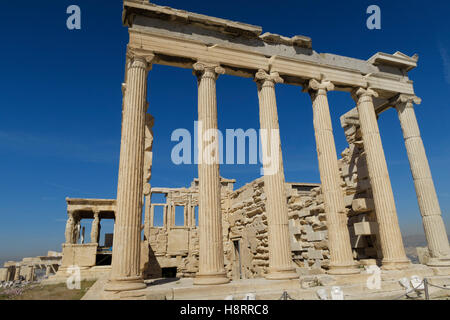 The Erechtheion temple at the Acropolis in Athens, Greece Stock Photo