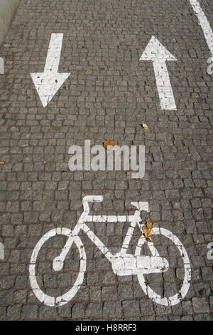 Cycle lane sign painted on the road Stock Photo