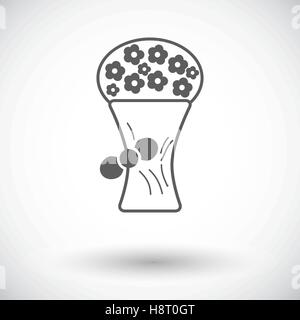 Bouquet of flowers. Single flat icon on white background. Vector illustration. Stock Vector