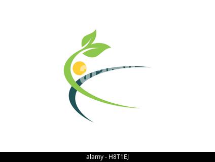 people wellness logo, people health logotype, natural plant ecology concept symbol icon vector design Stock Vector