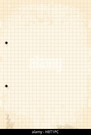 Vector, Illustration of Grunge Grid Paper Sheet with holes. Stock Vector