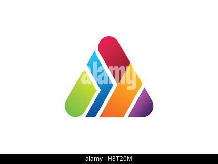 triangle element logo, construction pyramid finance building symbol icon vector design, concept home design logotype Stock Vector