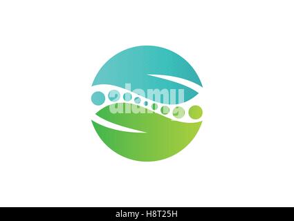 circle leaves ideas logo, ecology symbol, spa icon vector design template, global spine natural balance design Stock Vector